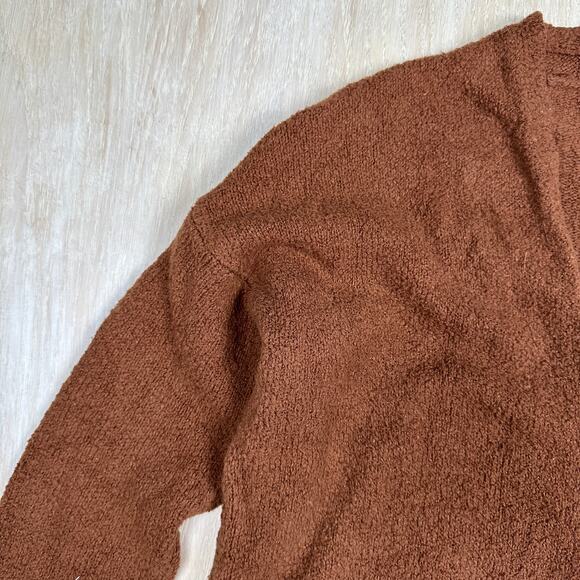 Eileen Fisher Brown Boucle Open Front Knit Cotton Blend Cardigan Sweater XXS - Picture 5 of 13